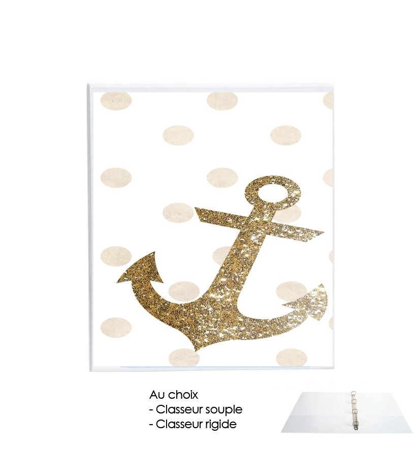 Classeur Glitter Anchor and dots in gold
