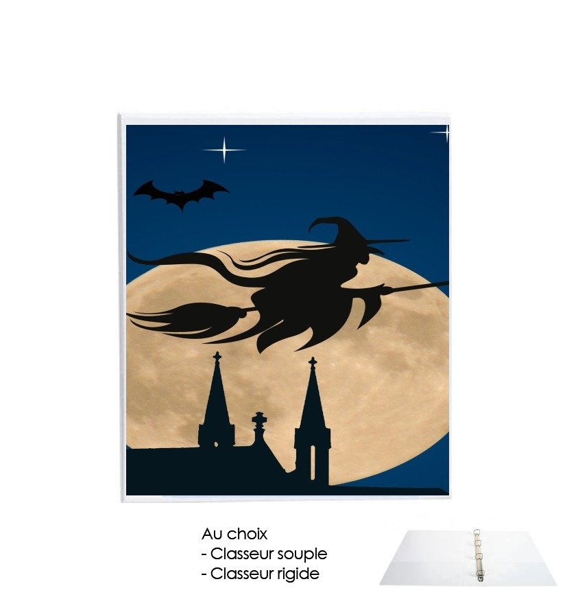 Classeur Halloween Pleine Lune avec sorcière