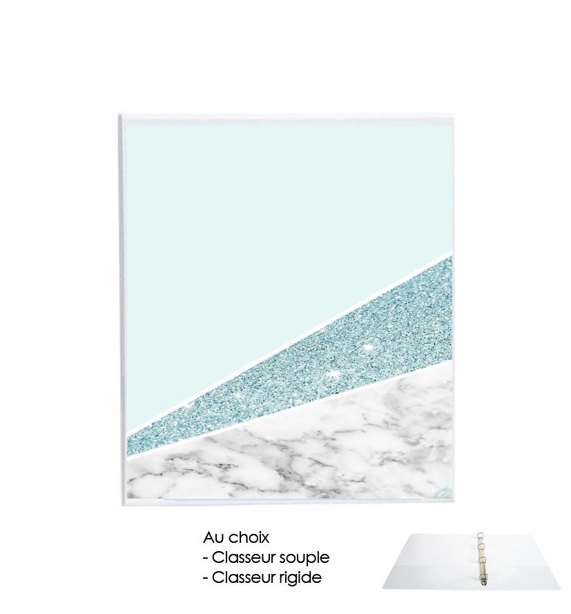 Classeur A4 personnalisable Initiale Marble and Glitter Blue
