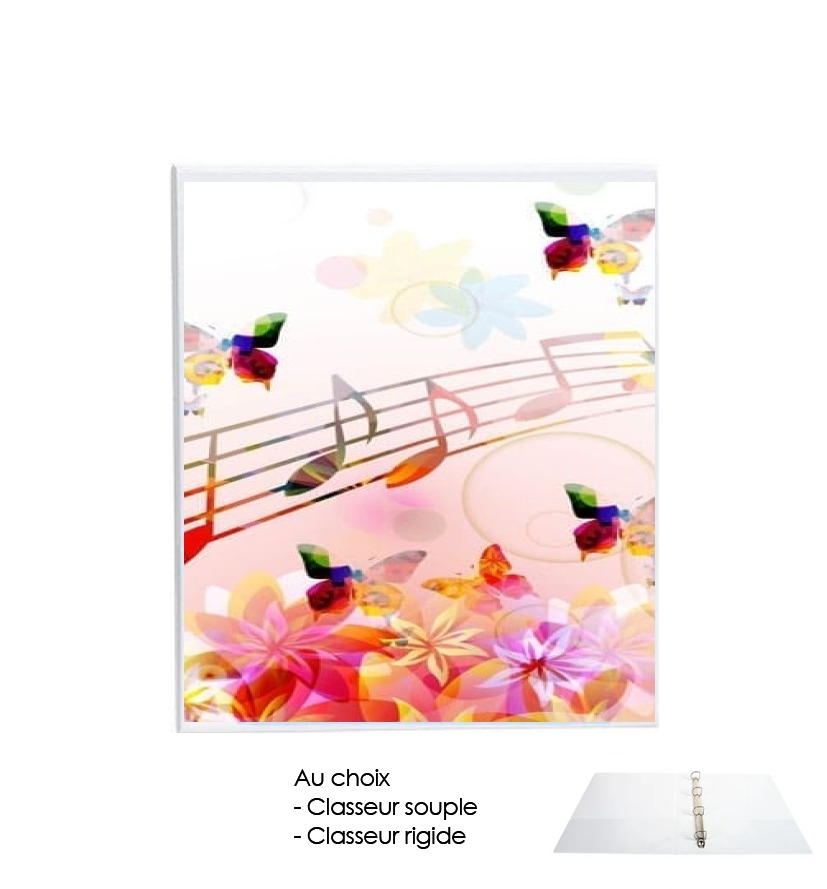 Classeur A4 personnalisable Notes de musique Papillon colorés