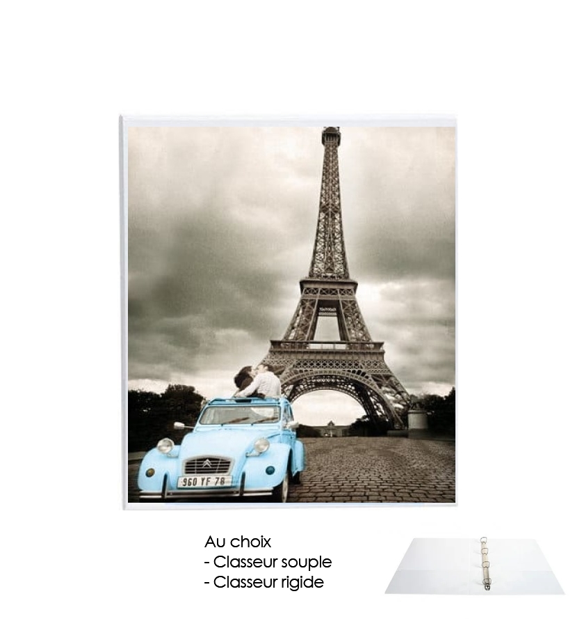 Classeur A4 personnalisable Romance à Paris sous la Tour Eiffel