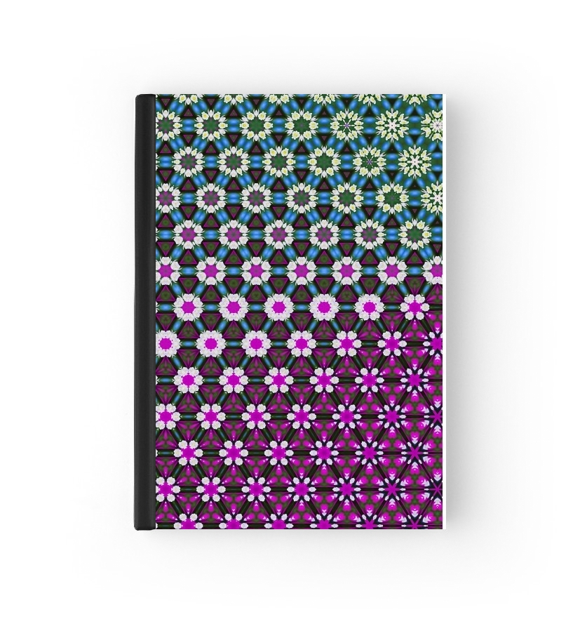 Housse Abstract bright floral geometric pattern teal pink white