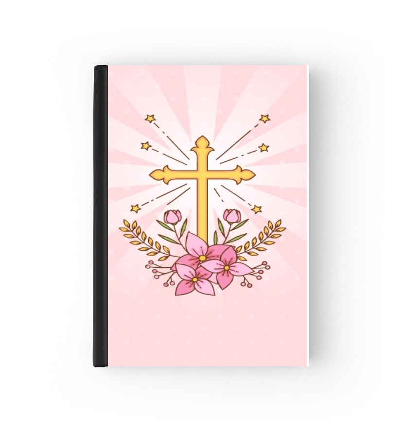 Agenda Croix avec fleurs  - Cadeau invité pour communion d'une fille