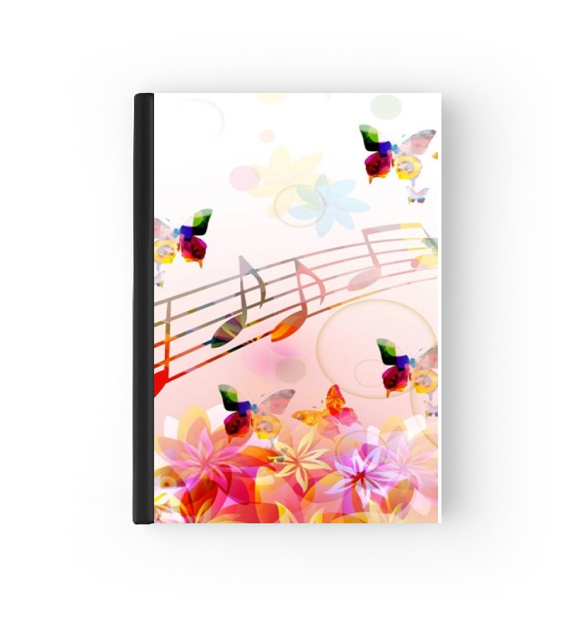 Housse Passeport Notes de musique Papillon colorés