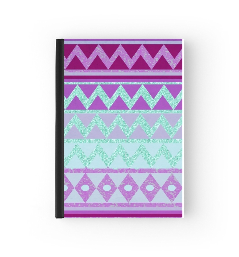 Housse Tribal Chevron in pink and mint glitter