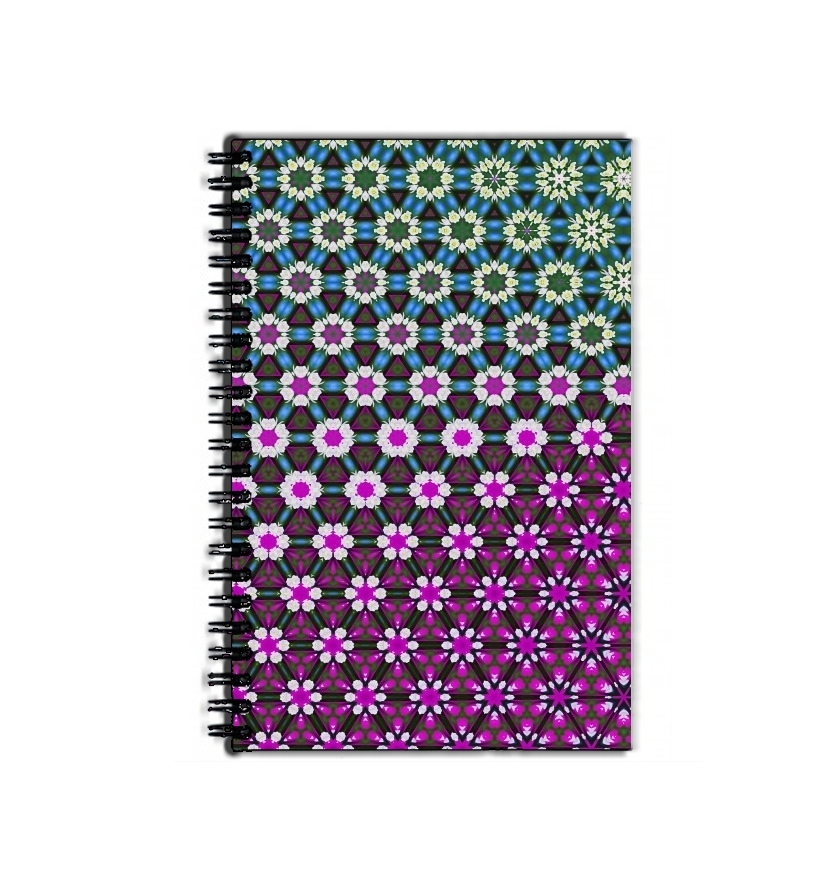 Cahier Abstract bright floral geometric pattern teal pink white