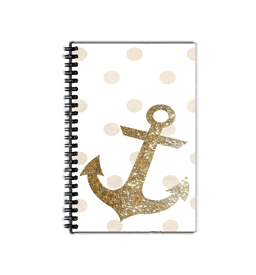 Cahier Glitter Anchor and dots in gold
