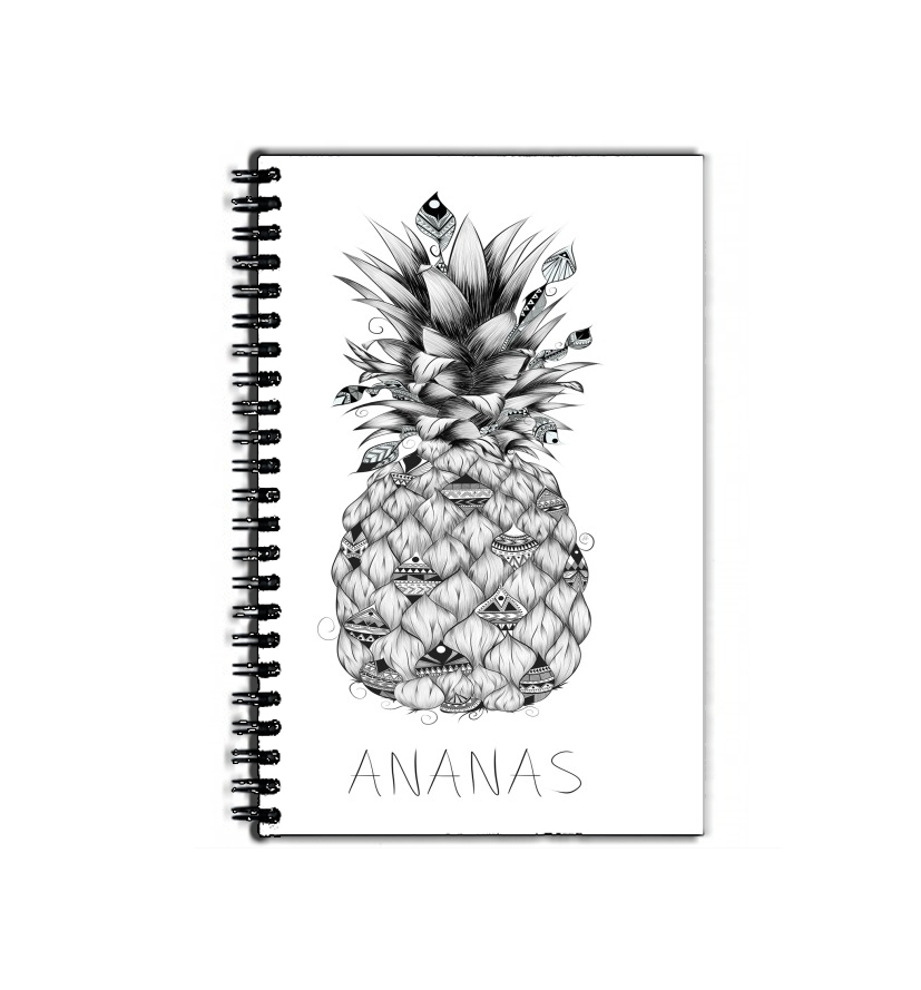 Cahier Ananas en noir et blanc