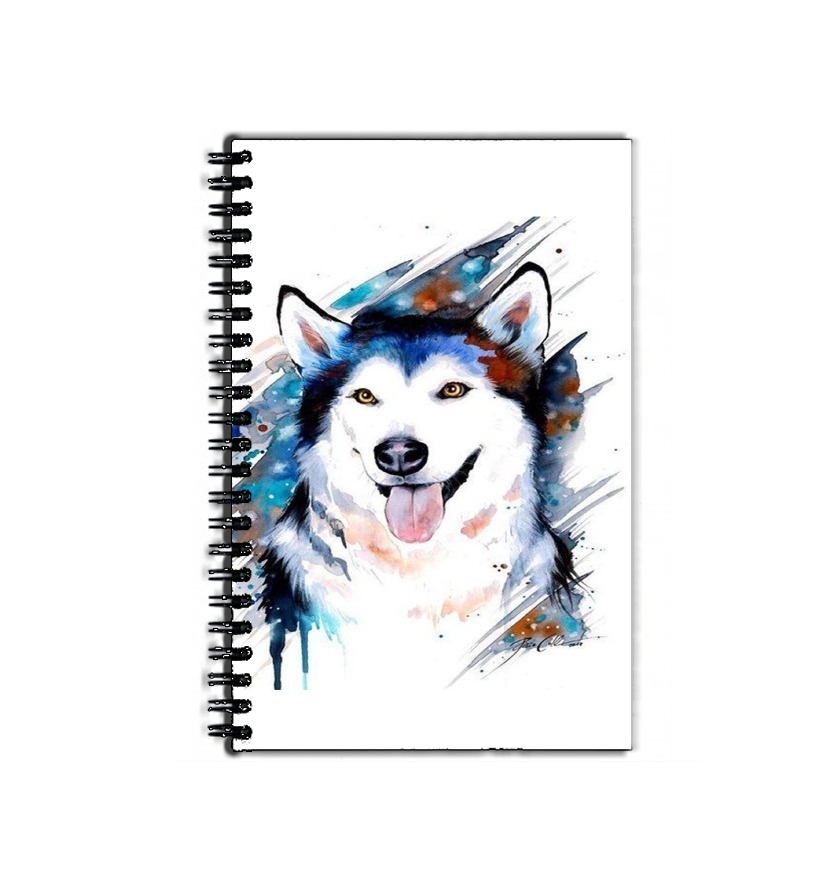 Cahier Siberian husky watercolor