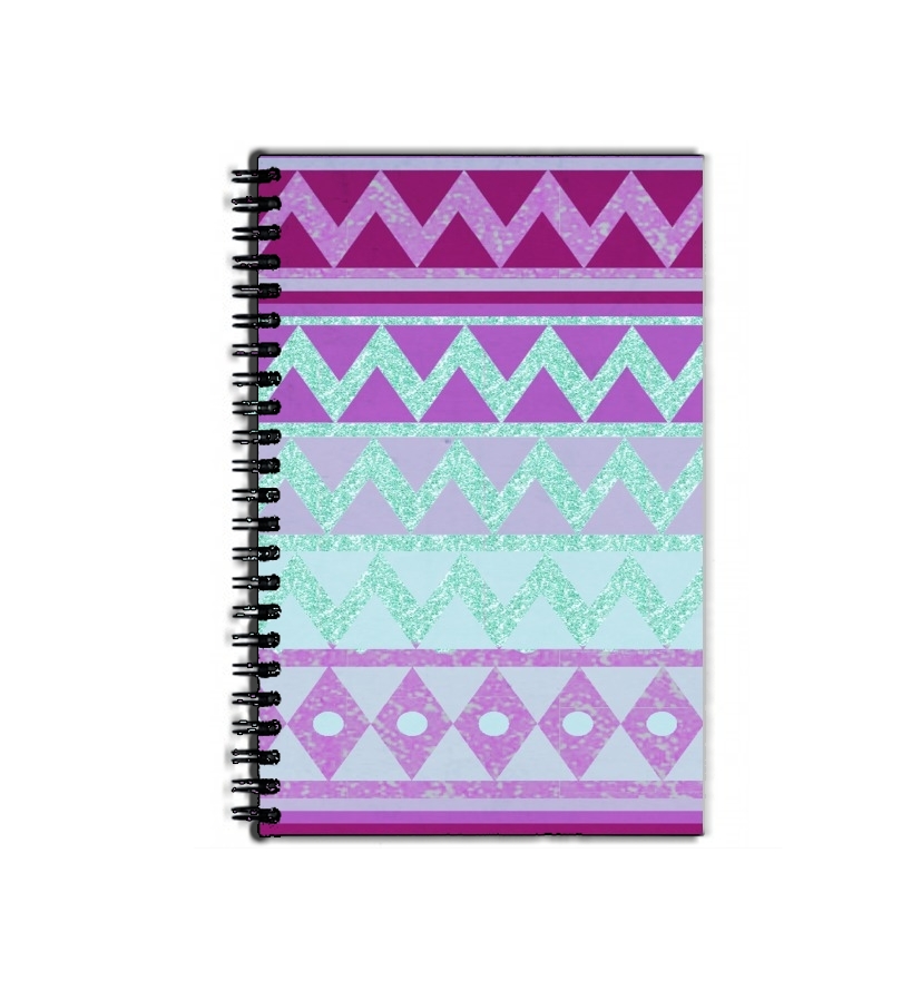 Cahier Tribal Chevron in pink and mint glitter