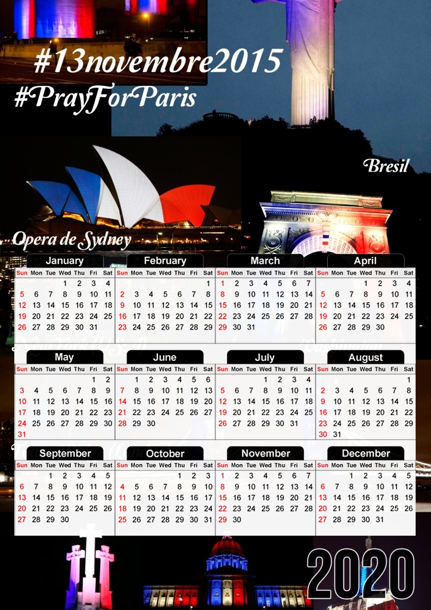 Calendrier 13 Novembre 2015 - Pray For Paris