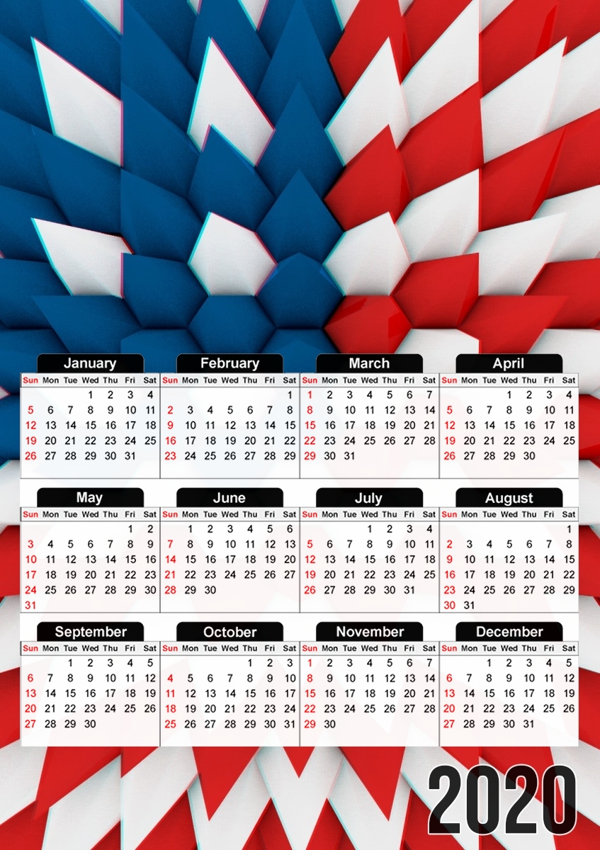 Calendrier 3D Poly USA flag