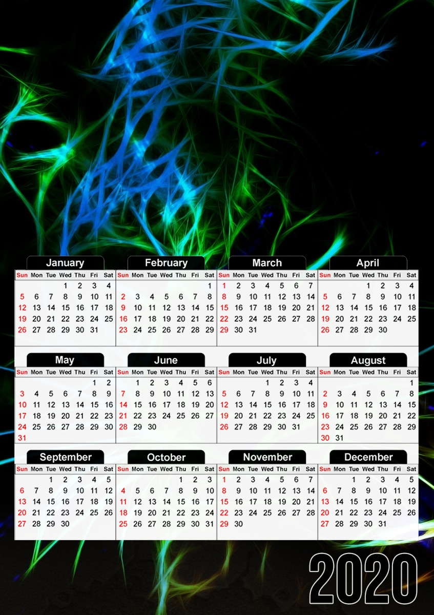 Calendrier photo 30x43cm format A3 Abstract neon Leopard