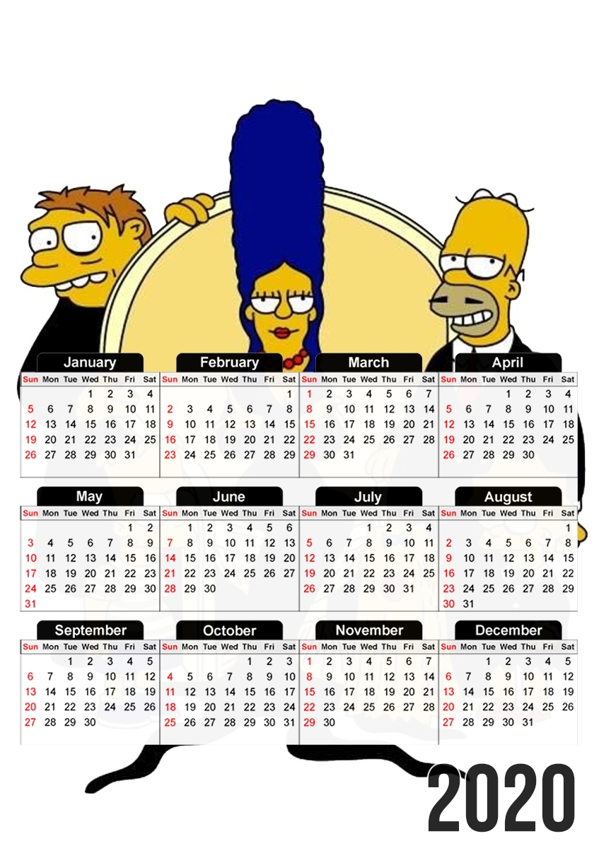 Calendrier Famille Adams x Simpsons
