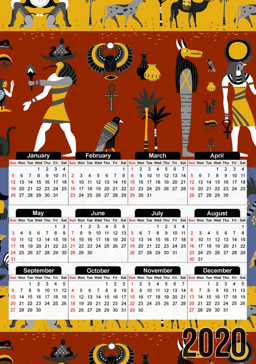 Calendrier Ancient egyptian religion seamless pattern