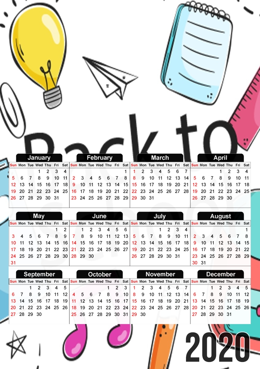 Calendrier Back to school background drawing