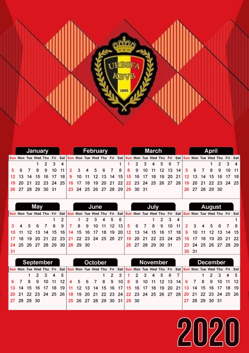 Calendrier Belgique Maillot Football 2018