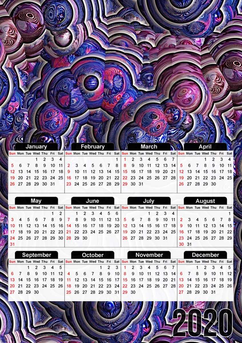 Calendrier Blue pink bubble cells pattern