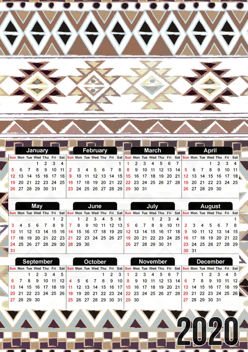 Calendrier BROWN TRIBAL NATIVE