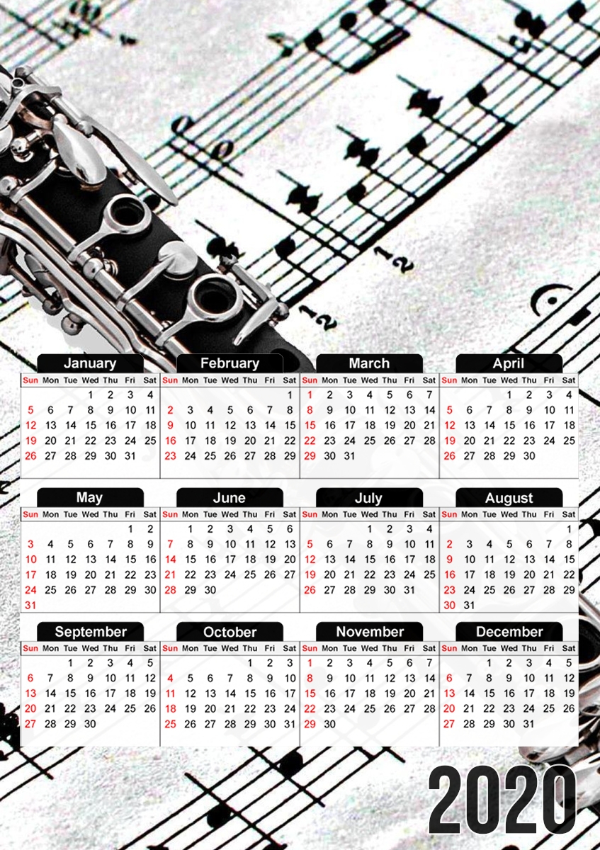 Calendrier Clarinette Musical Notes