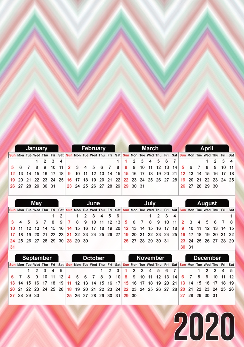 Calendrier colorful chevron in pink