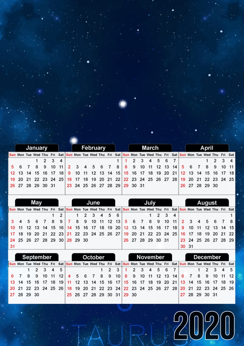 Calendrier photo 30x43cm format A3 Constellations of the Zodiac: Taurus