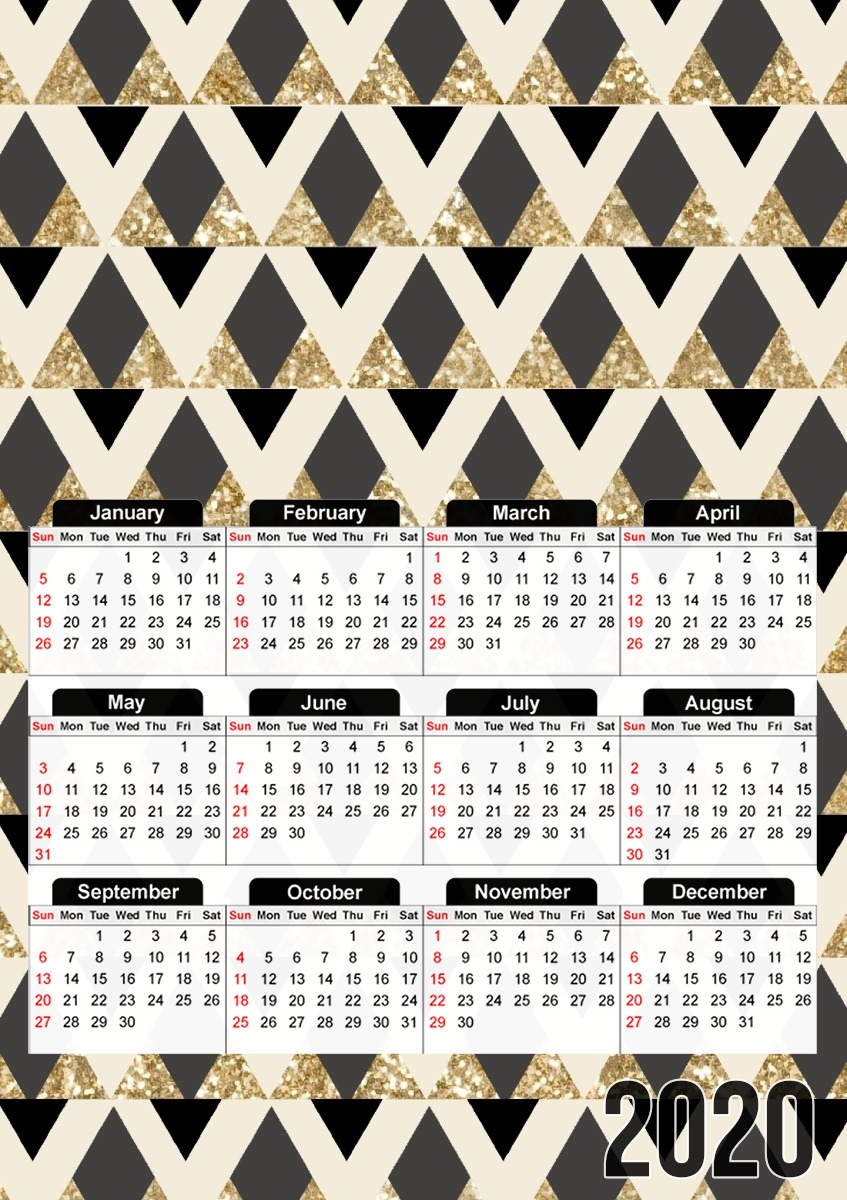 Calendrier Glitter Triangles in Gold Black And Nude