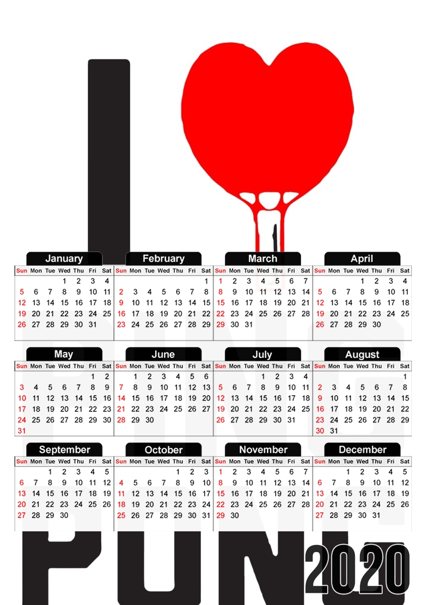Calendrier I love Ping Pong
