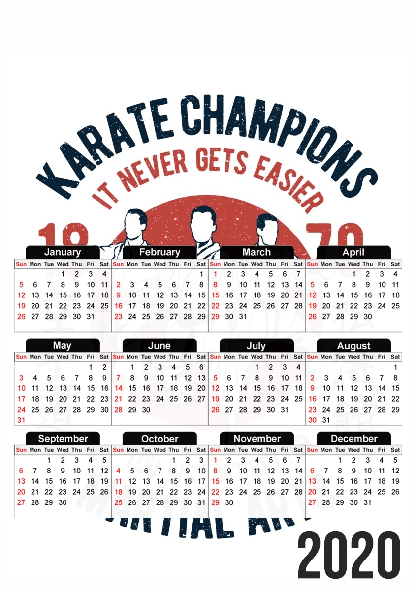 Calendrier Karate Champions Martial Arts