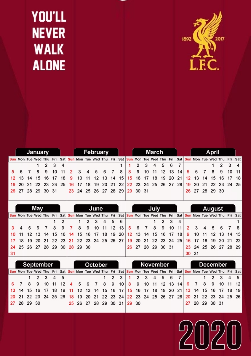 Calendrier Liverpool Maillot Football Home 2018 