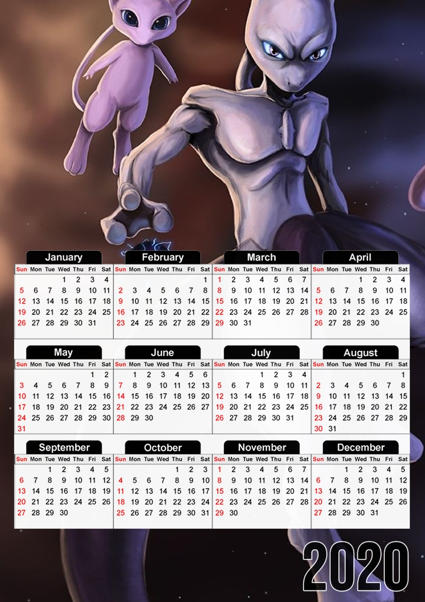 Calendrier Mew And Mewtwo Fanart