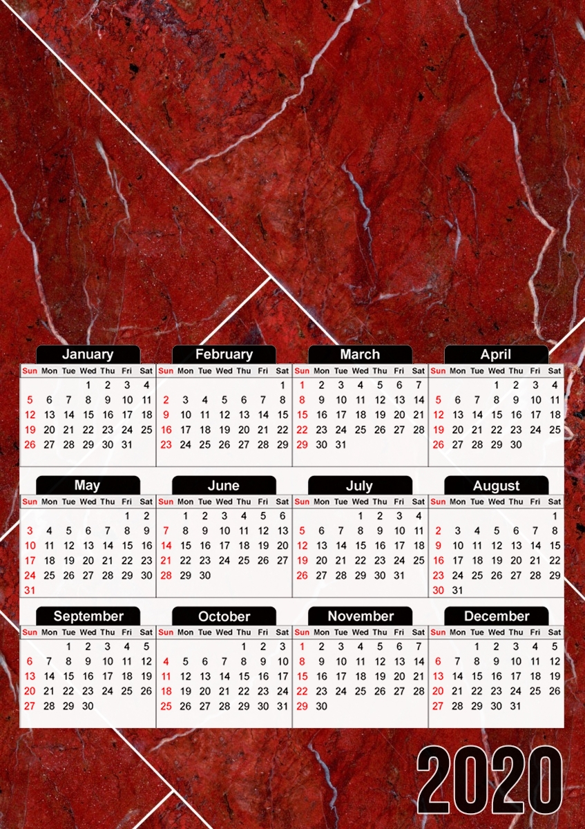 Calendrier Minimal Marble Red