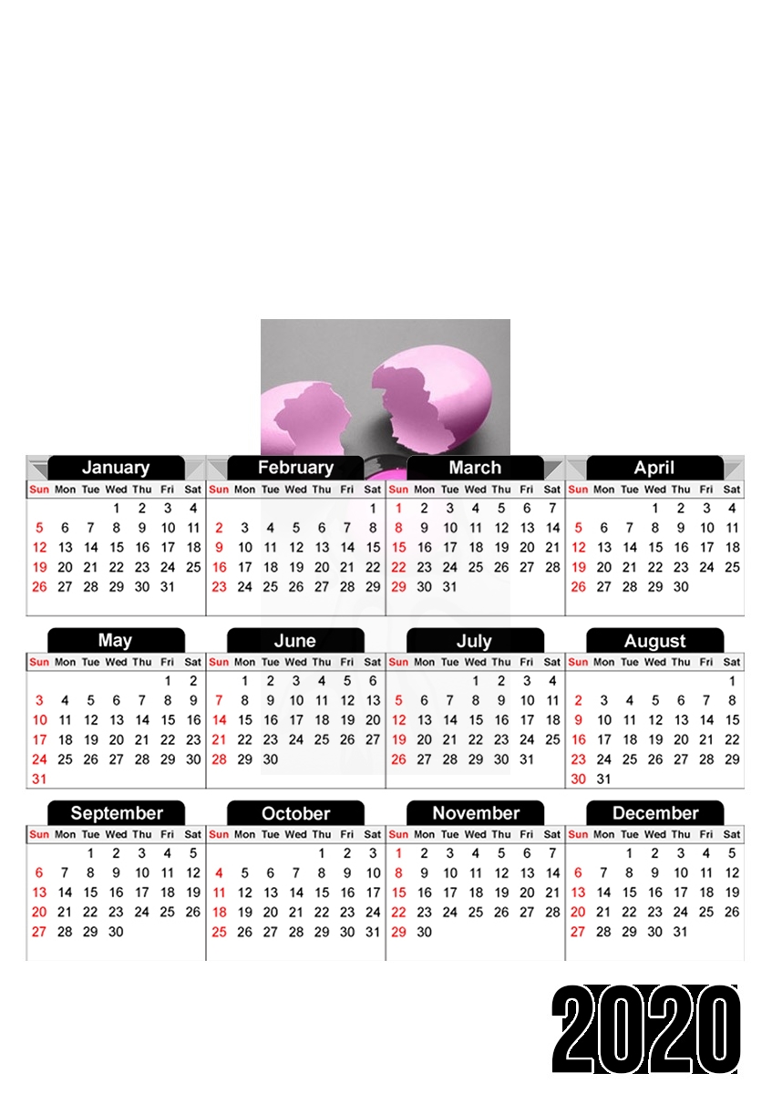 Calendrier photo 30x43cm format A3 Oeuf Rose