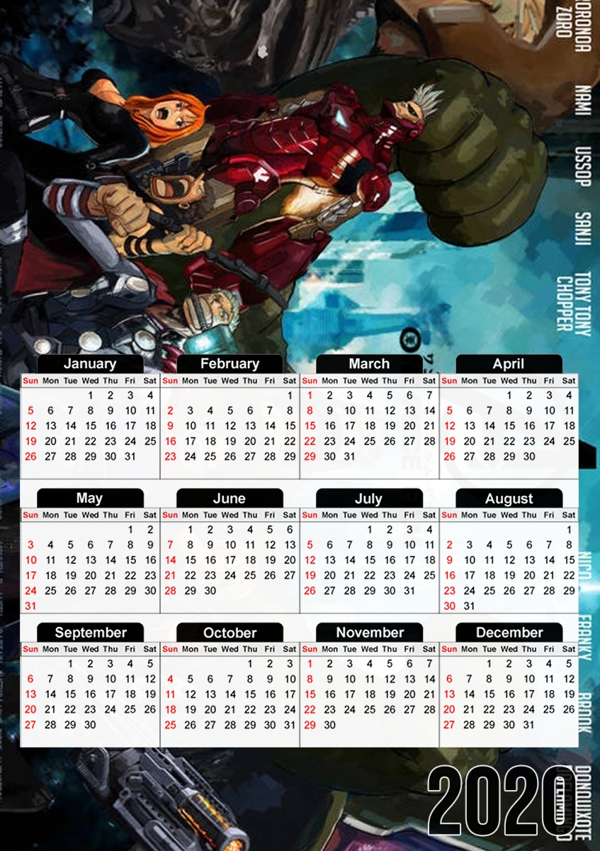 Calendrier One Piece Mashup Avengers