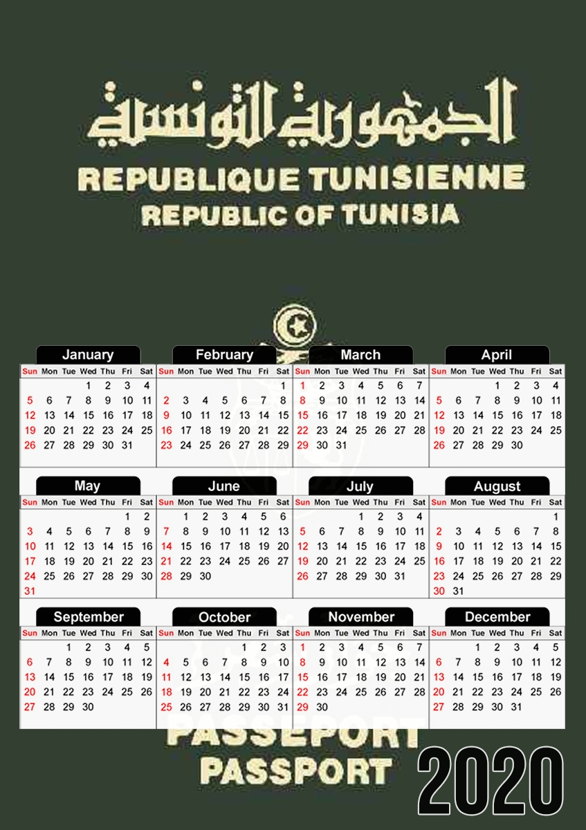 Calendrier Passeport tunisien