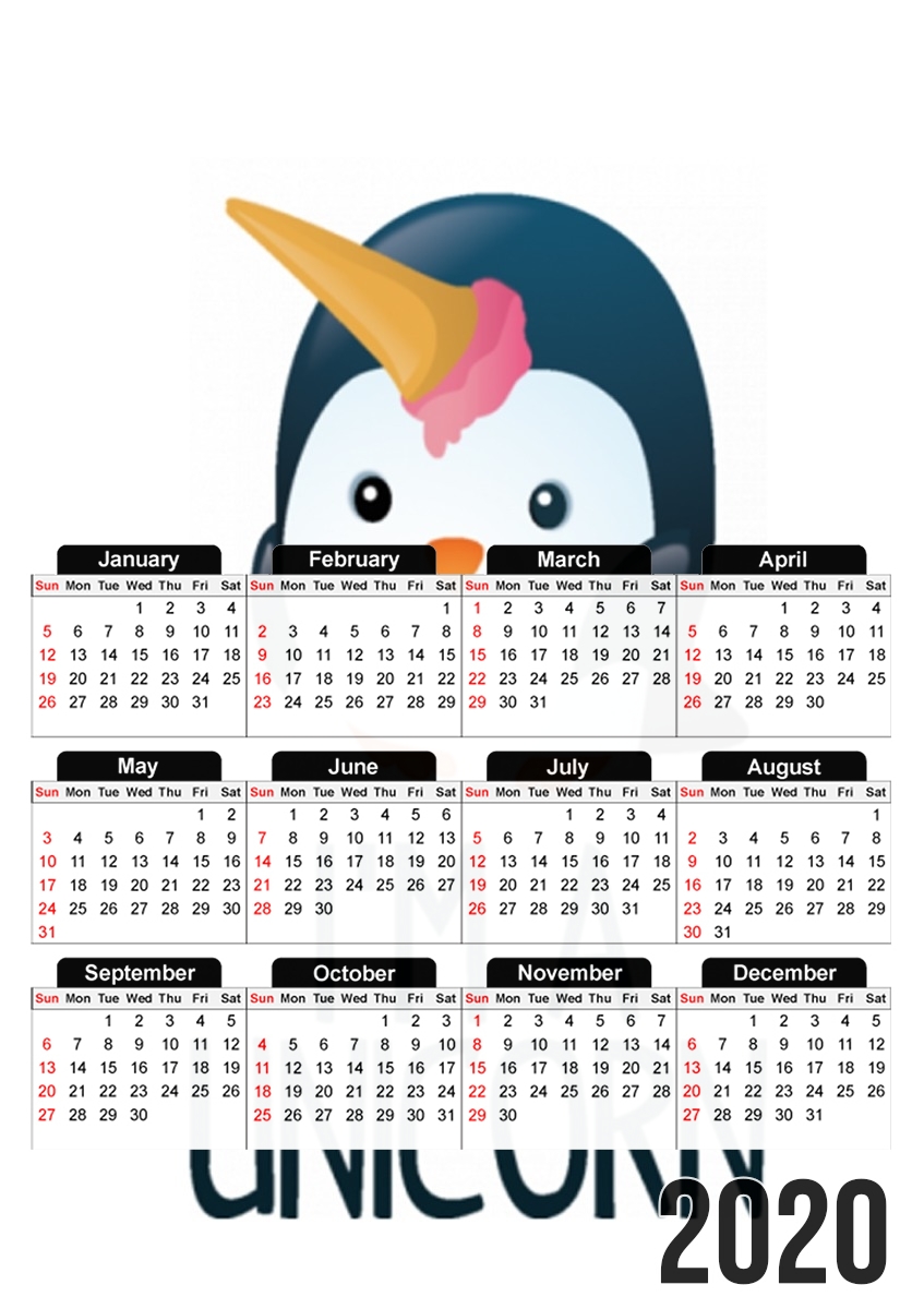 Calendrier Pingouin wants to be unicorn