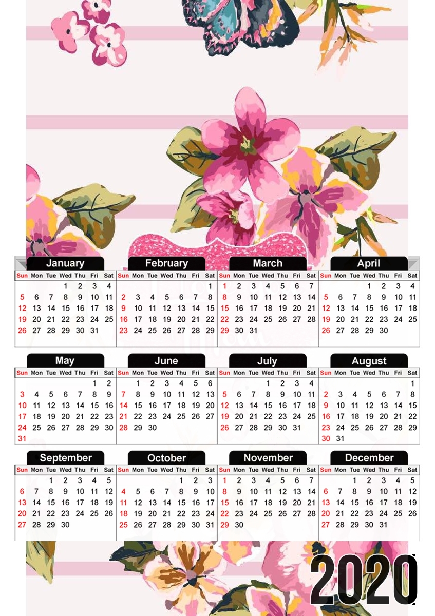 Calendrier Pink floral Marinière - Love You Mom