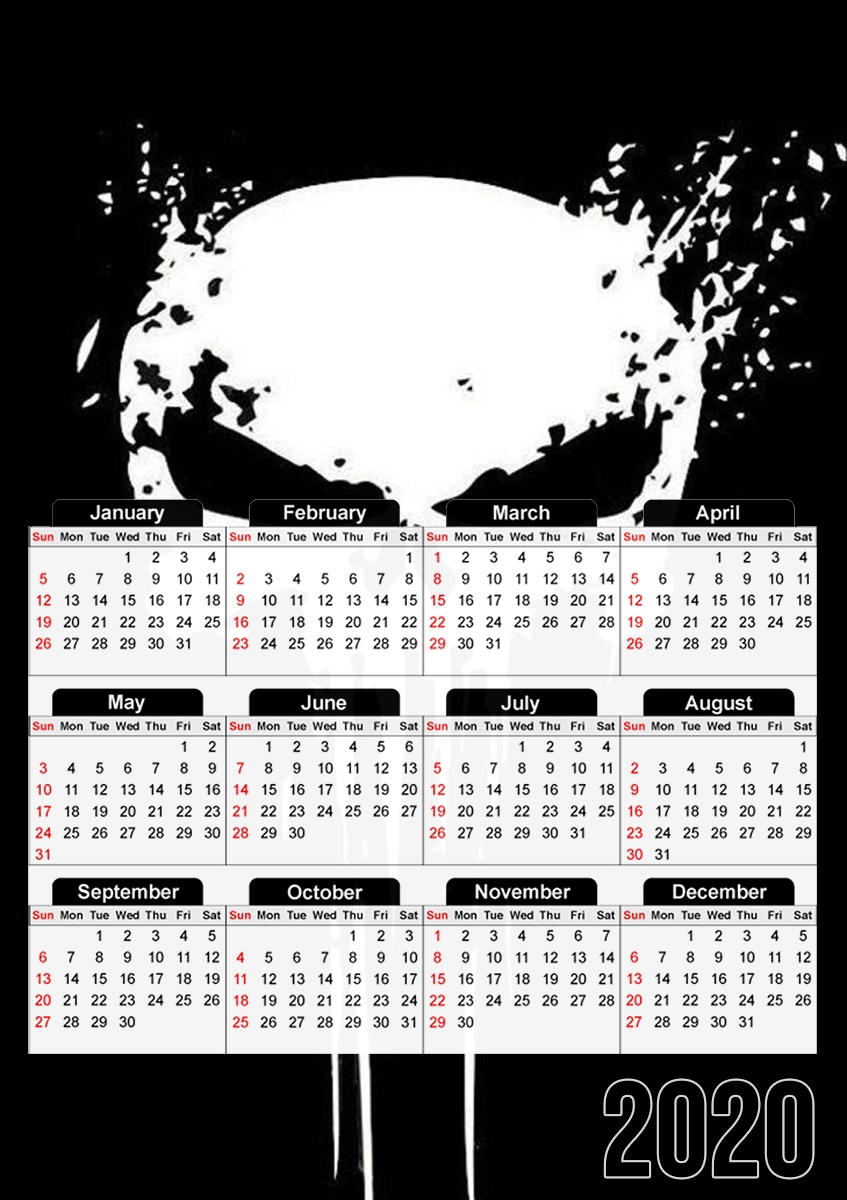 Calendrier photo 30x43cm format A3 Punisher Skull