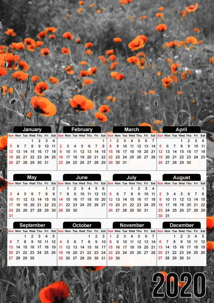 Calendrier photo 30x43cm format A3 Red and Black Field