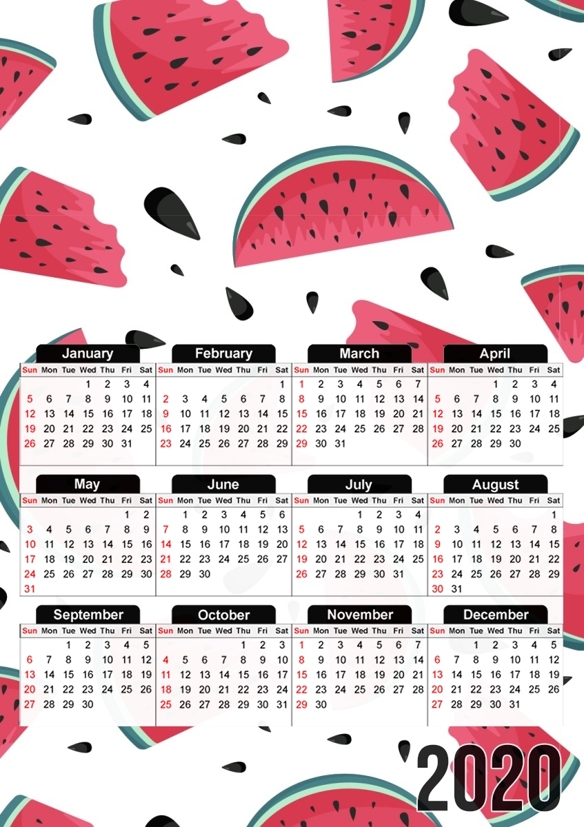 Calendrier Summer pattern with watermelon