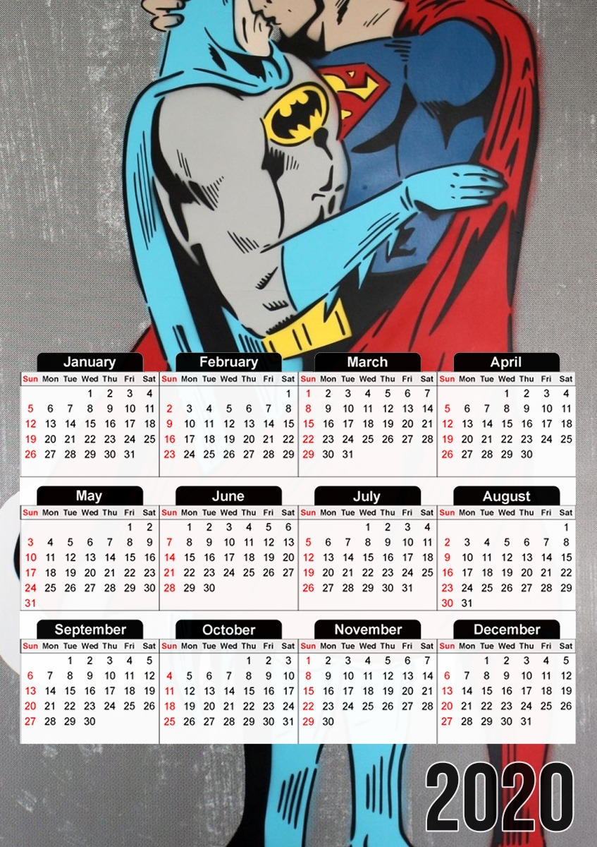 Calendrier Superman And Batman Kissing For Equality