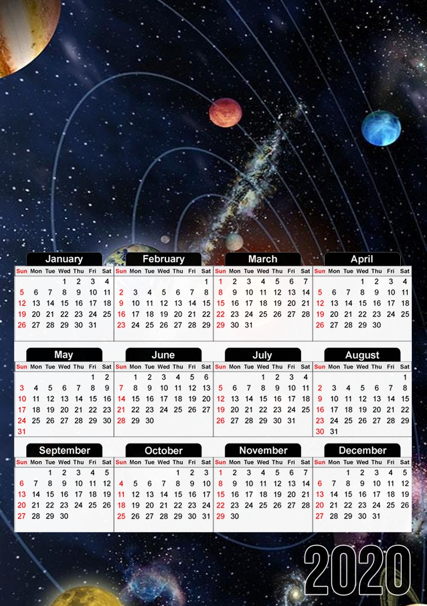Calendrier photo 30x43cm format A3 Systeme solaire Galaxy