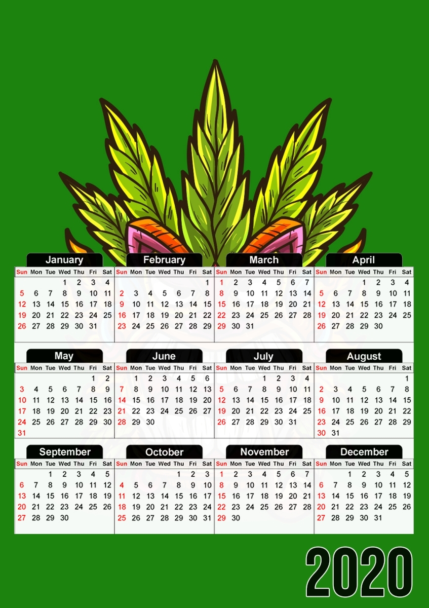Calendrier Tiki mask cannabis weed smoking