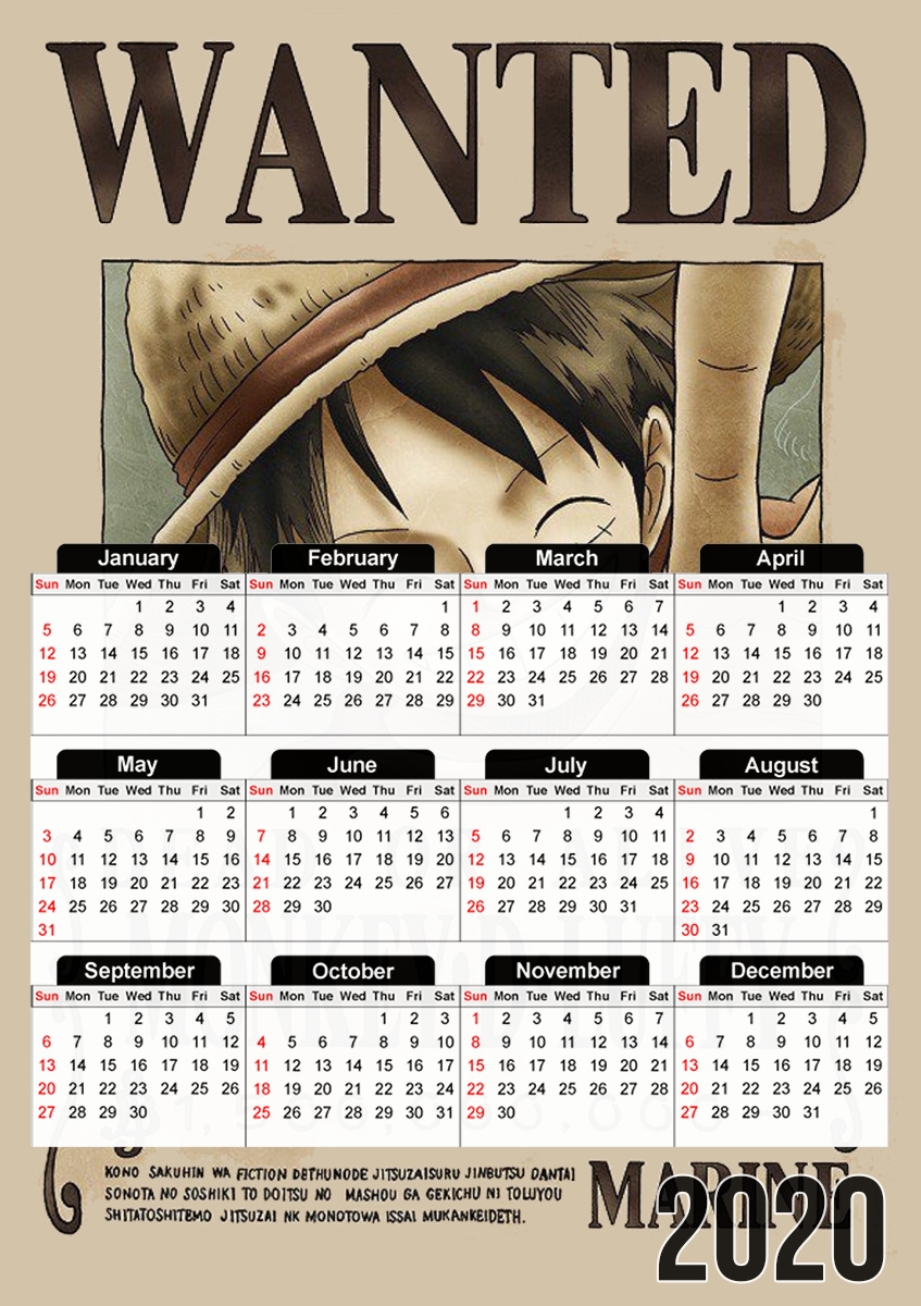 Calendrier Wanted Luffy Pirate