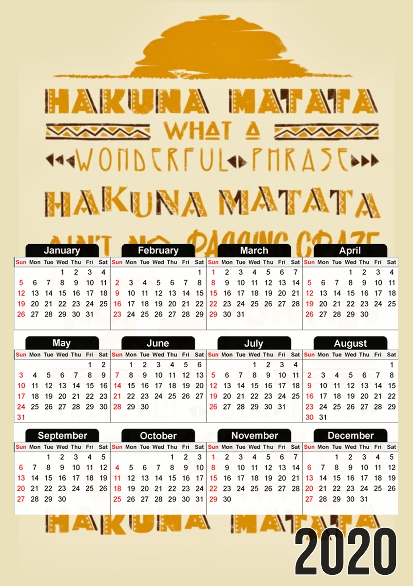 Calendrier What means Hakuna Matata