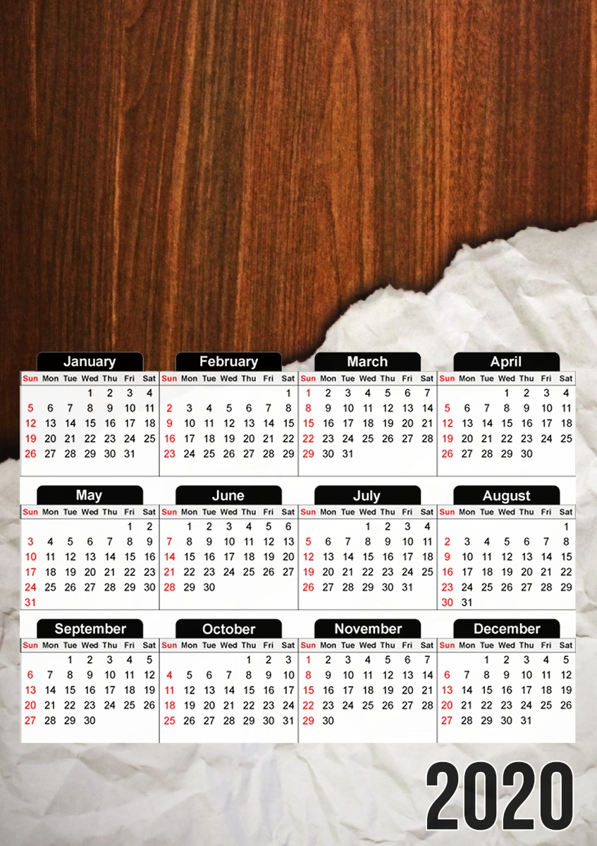 Calendrier Wooden Crumbled Paper