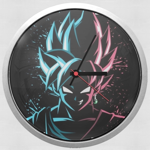 Horloge Black Goku Face Art Blue and pink hair