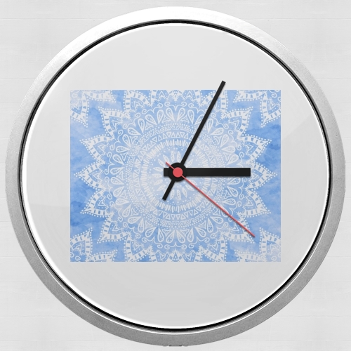 Horloge Bohemian Flower Mandala in Blue