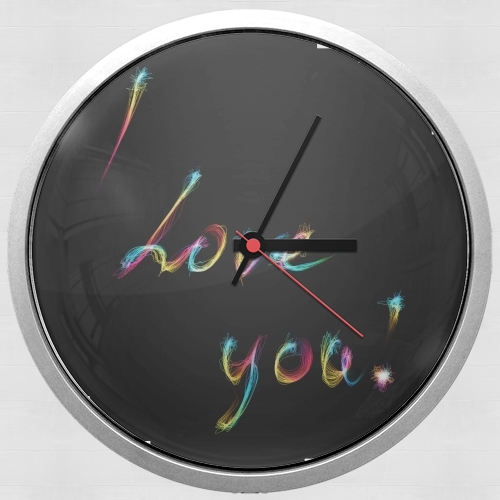 Horloge I love you texte rainbow