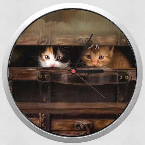 Horloge Little cute kitten in an old wooden case